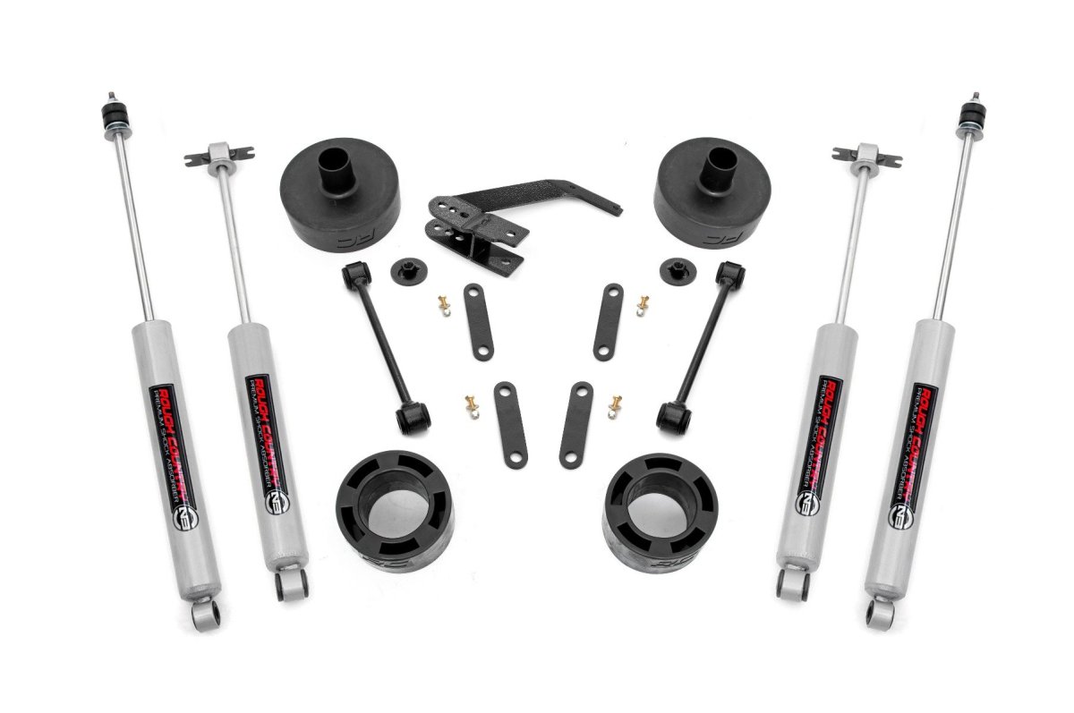 Jeep Wrangler Suspension Lift Kit - Front + Rear - Rough Country - 2.5 Inch Lift Kit with Spacers and N3 - '07-'10
